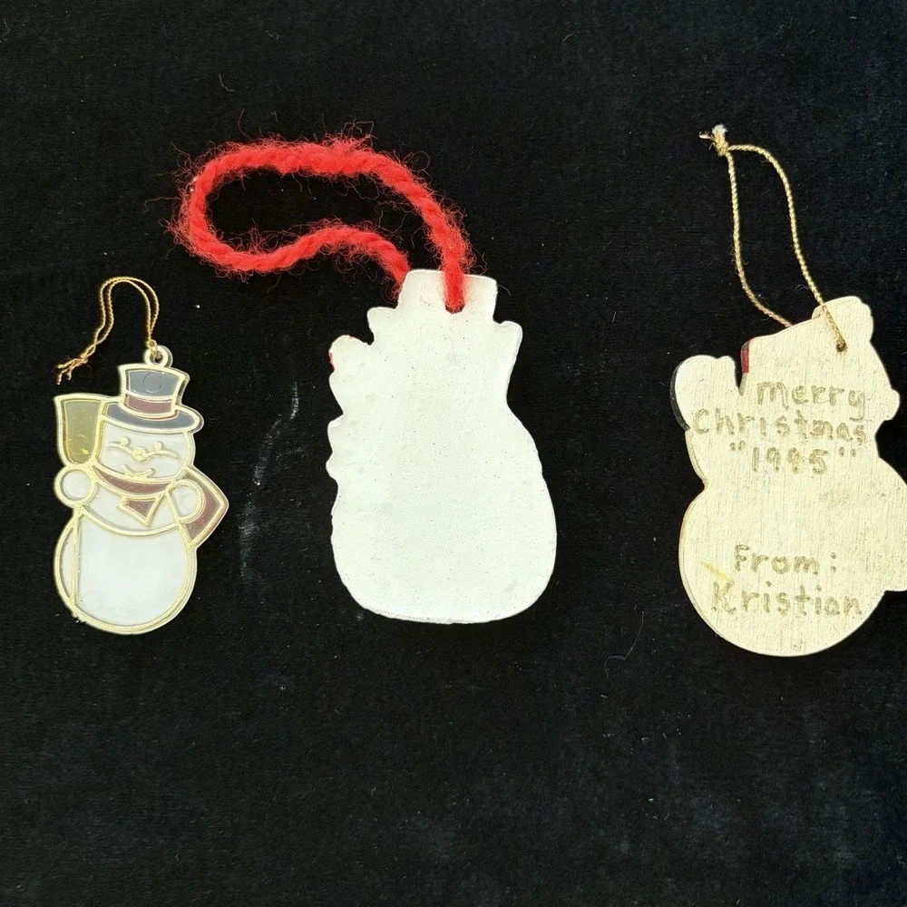 Vintage Snowman‎ Christmas Ornaments Lot Of 3 90s Nostalgia